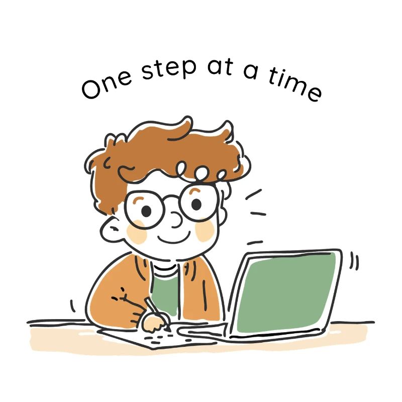 One Step at a Time – Cute hand-drawn character