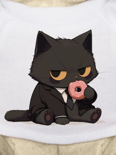 Suit cat with donut