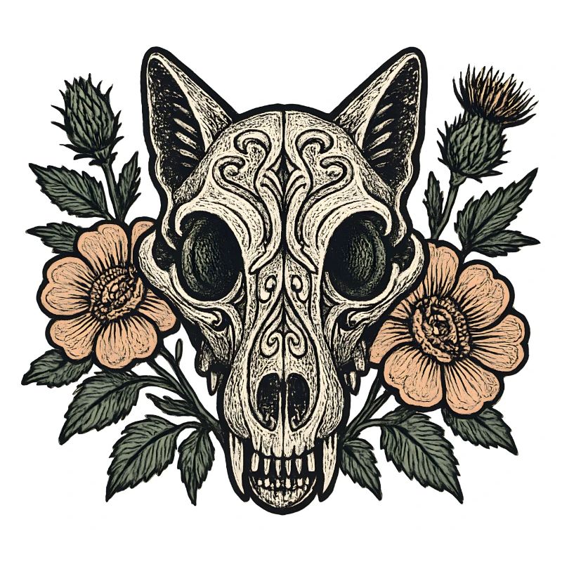 Blossoms Skull Fox