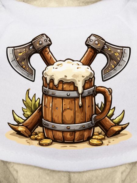 Bierfass mit Äxten Wikinger
