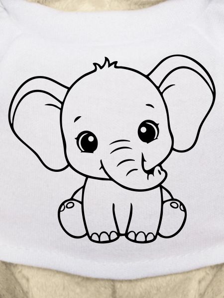 Cute Baby Elephant – Black & White