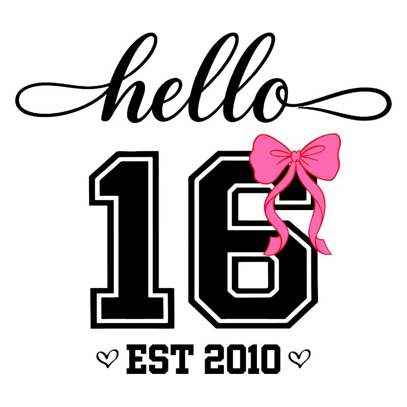 Hello 16 Est 2010 Mädchen Geburtstag Design