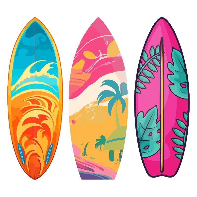 Surf Tropique Triptyque Coloré