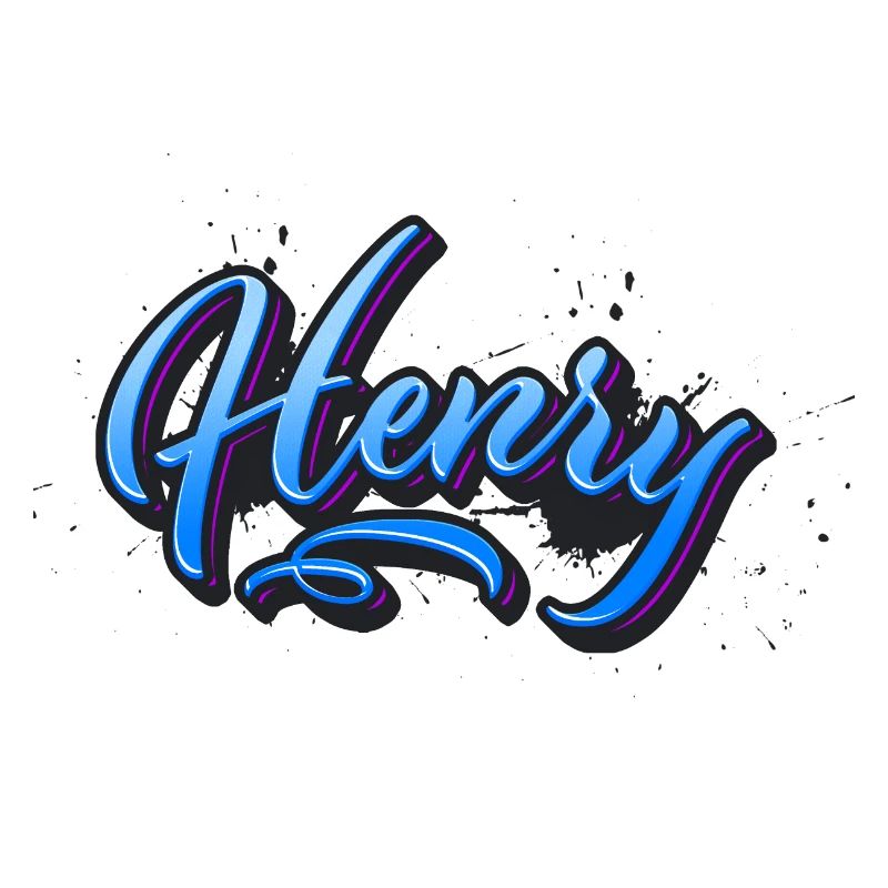 Henry First Name Name Name Tag Splash Graffiti