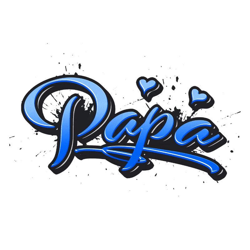 Papa blue Heart Splash Graffiti