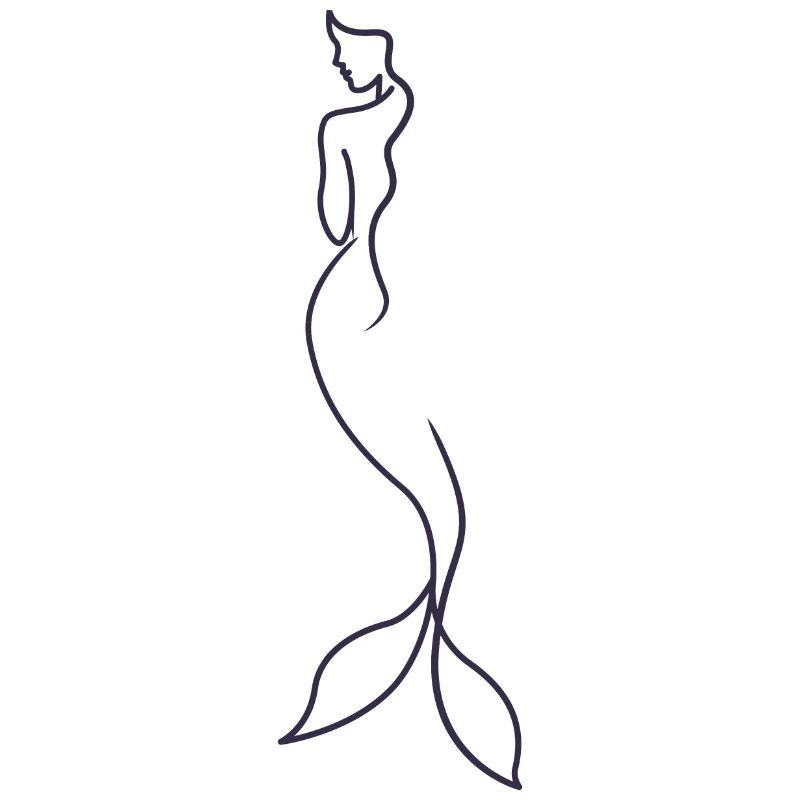 Sirène silhouette conte de fées dessiné à la main