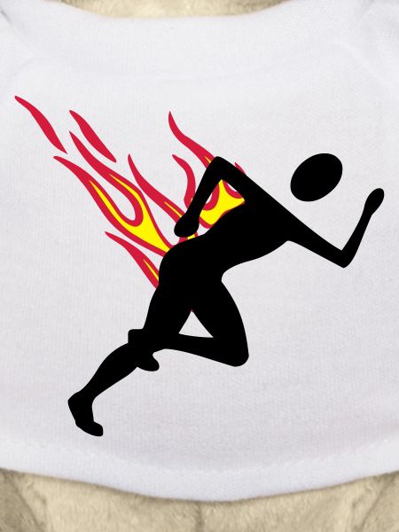 Jogger with flames