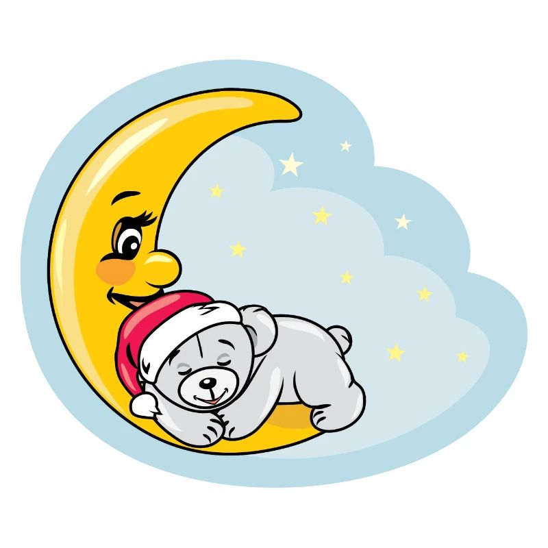 Sleeping teddy bear on the moon