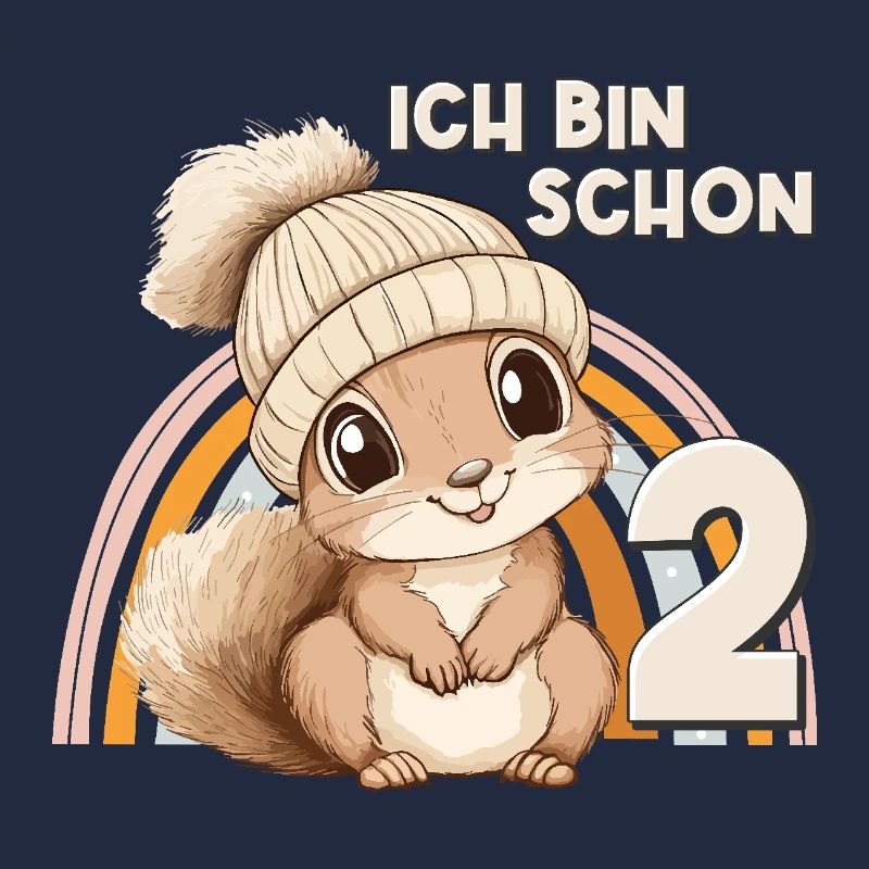 2. Geburtstag Eichhörnchen Regenbogen Süß Niedlich