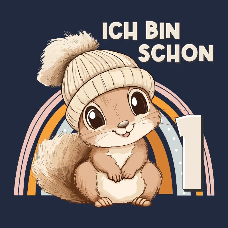1. Geburtstag Eichhörnchen Regenbogen Süß Niedlich