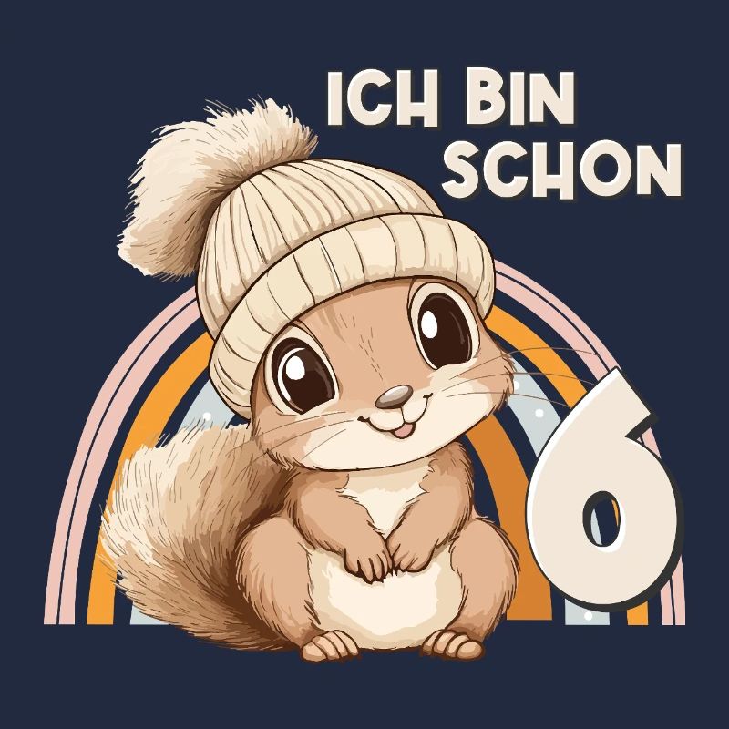 6. Geburtstag Eichhörnchen Regenbogen Süß Niedlich