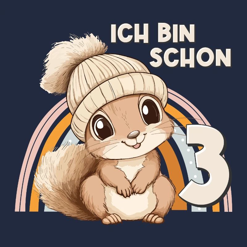 3. Geburtstag Eichhörnchen Regenbogen Süß Niedlich