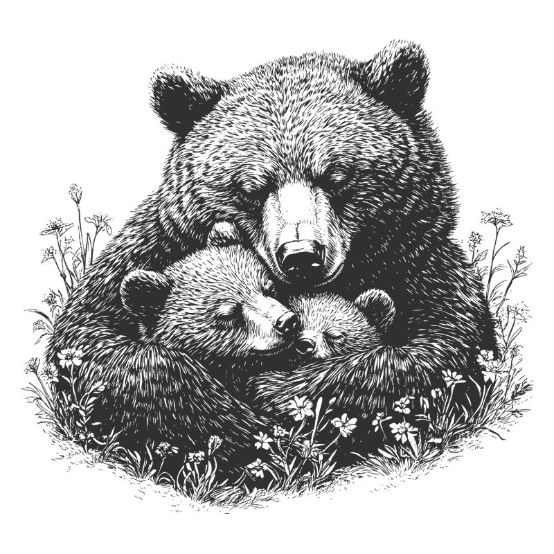 RETRO Mama Bär mit Bärenbaby Geschenk Muttertag