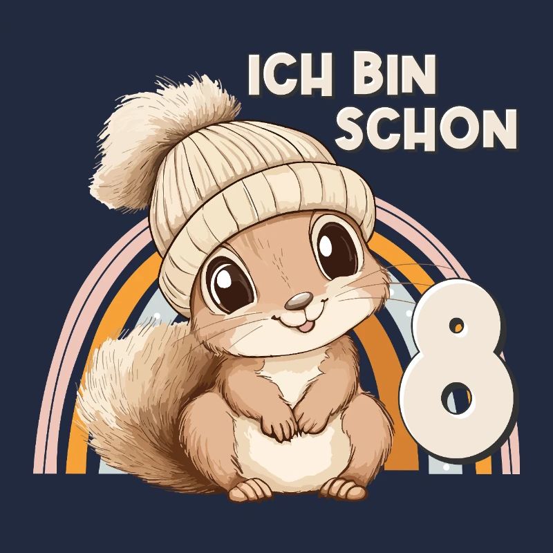 8. Geburtstag Eichhörnchen Regenbogen Süß Niedlich