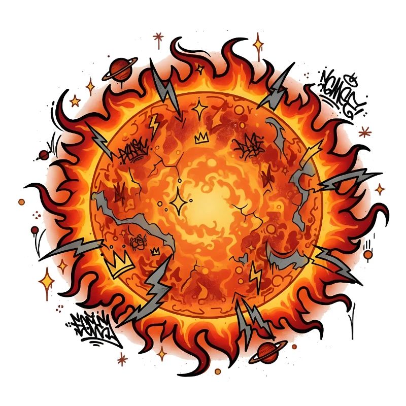 Explosion de boule de soleil enflammée