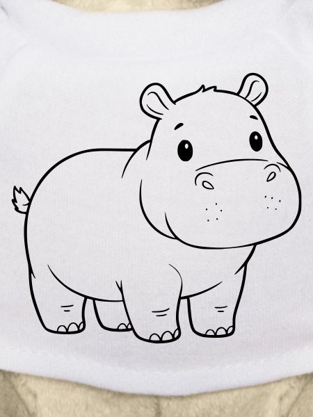 Cute Baby Hippo Comic Outline