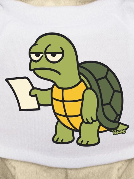 Langsame Schildkröte mit Papier