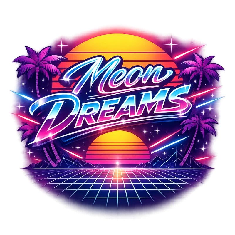 Moon Dreams Neon Retro Sunset