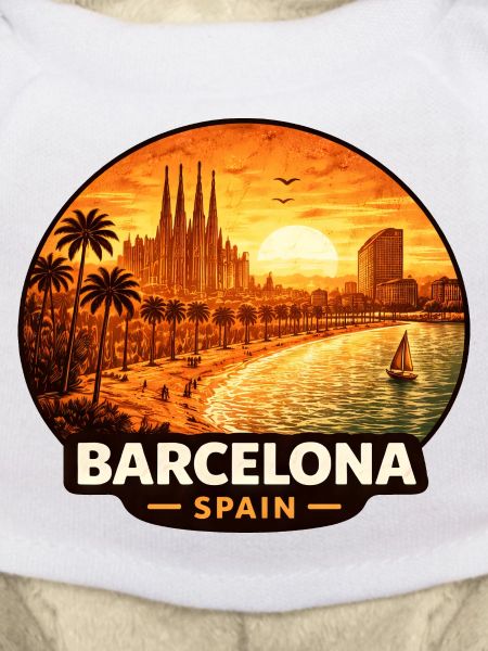 Barcelona Spain Sunset Skyline