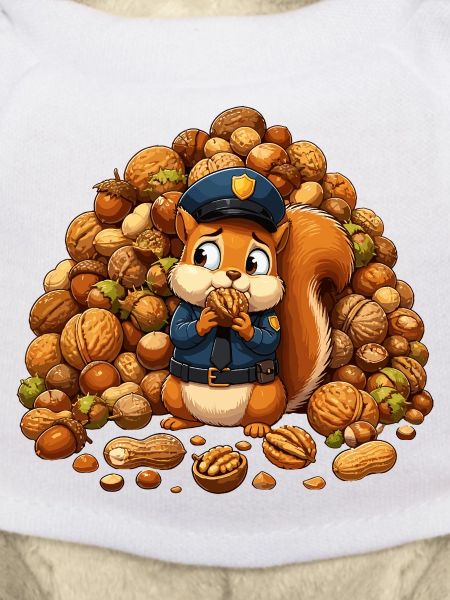 Police squirrel in nut pile