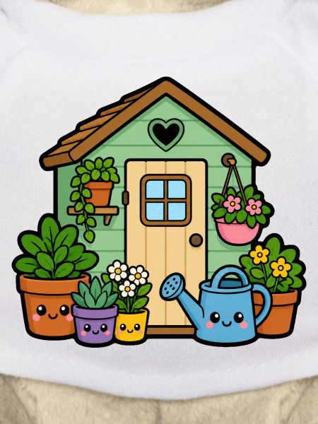 Kleines Gartenhäuschen mit Pflanzen