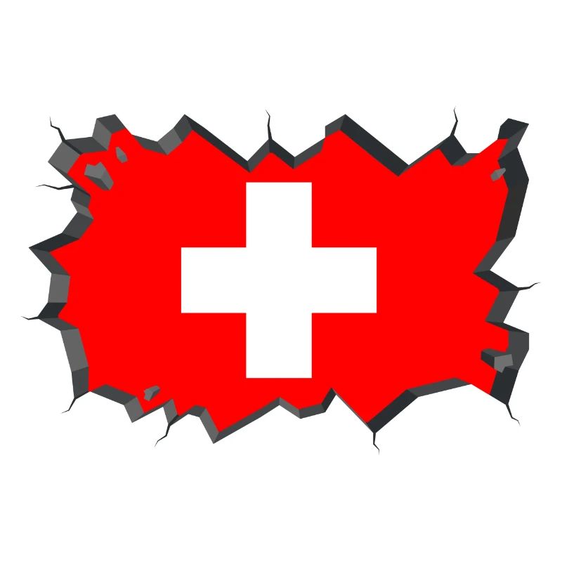Schweizer Flagge Eisblock Risse Schweiz