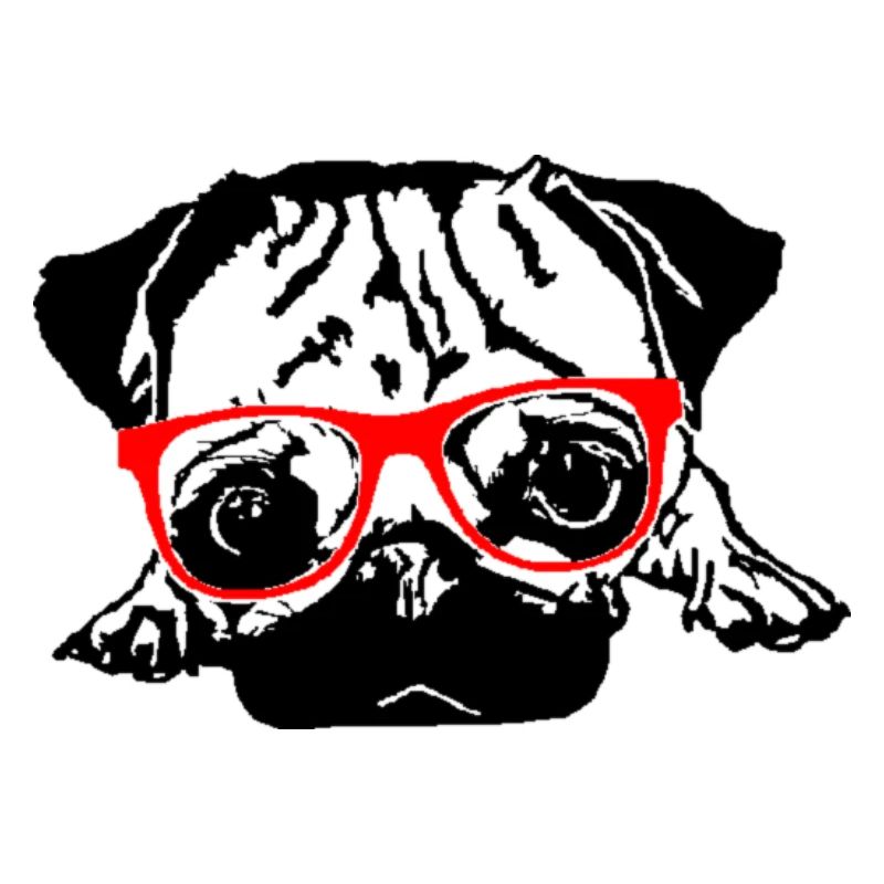 Mops rote Brille