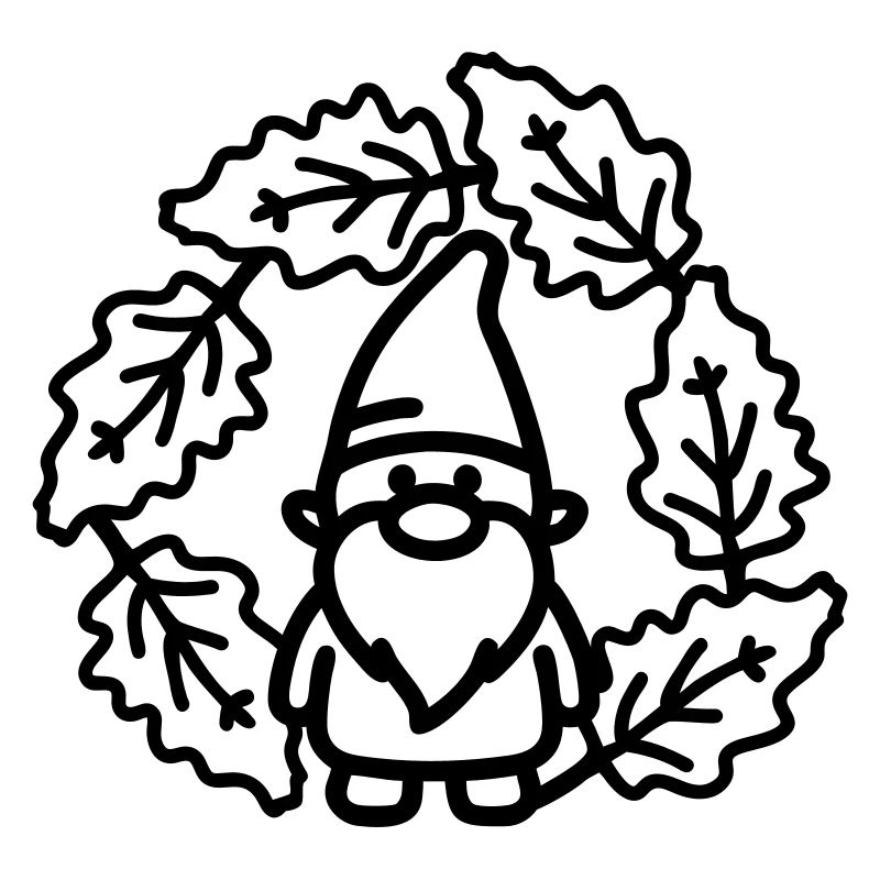 Nain dans la couronne de feuilles