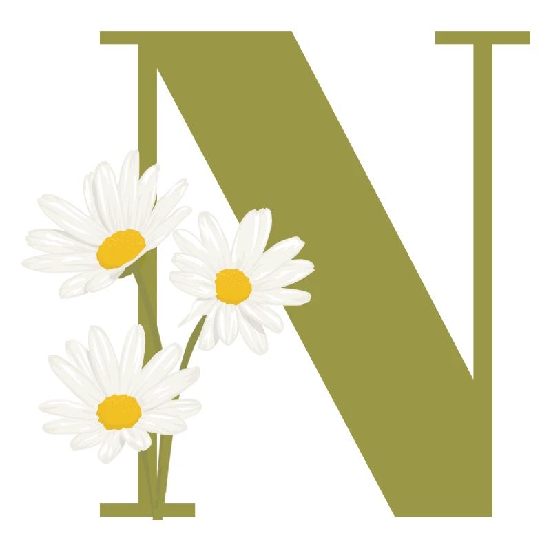 Grüner Buchstabe n Gänseblümchen