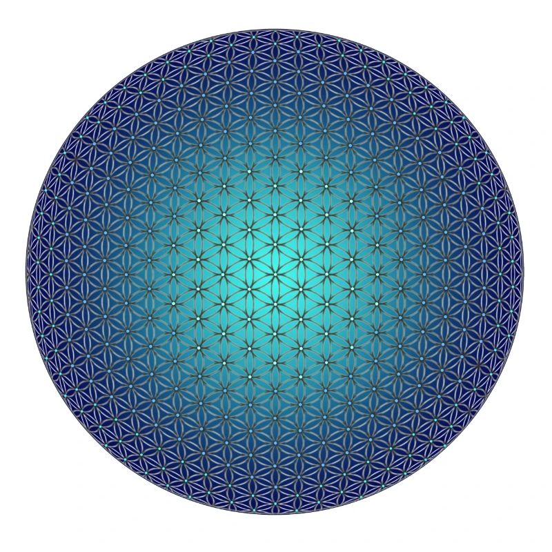 Blume des Lebens - 3D blau