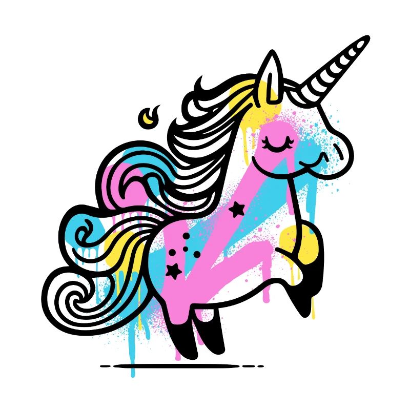 Bunter Splash Einhorn Illustration