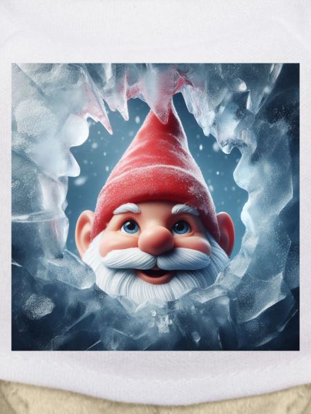 Gnome looking through ice