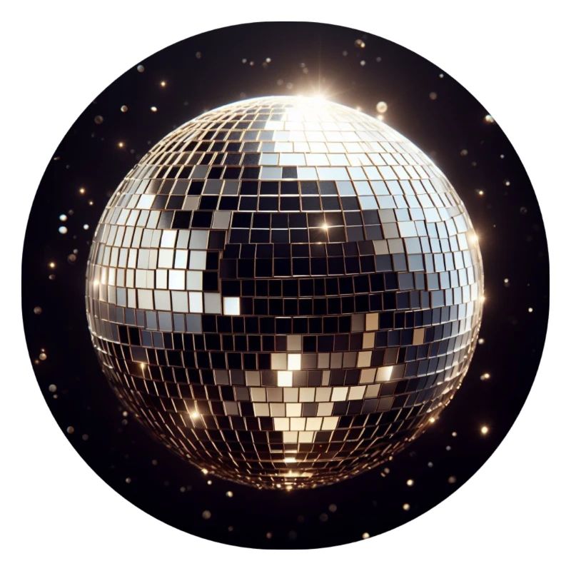 Runde Discokugel auf schwarzem Hintergrund