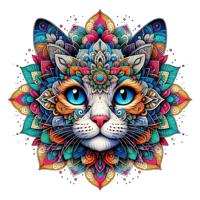 Chat décoré de Mandalas