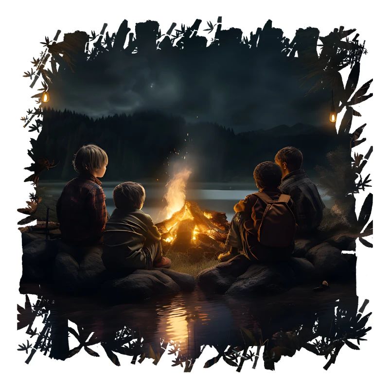 Wenn Kinder um ein Lagerfeuer sitzen