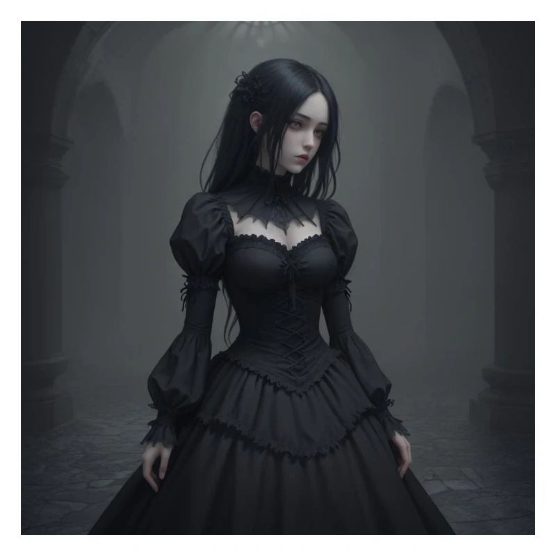 Gothic Viktorianisches Schwarzkleid