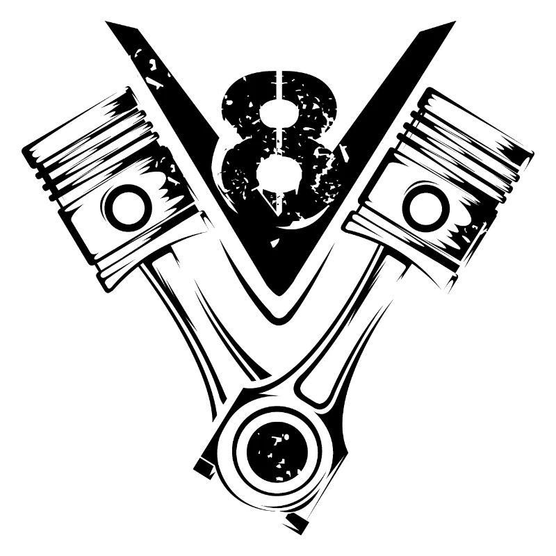 V8 piston musclecar big block car engine symbol