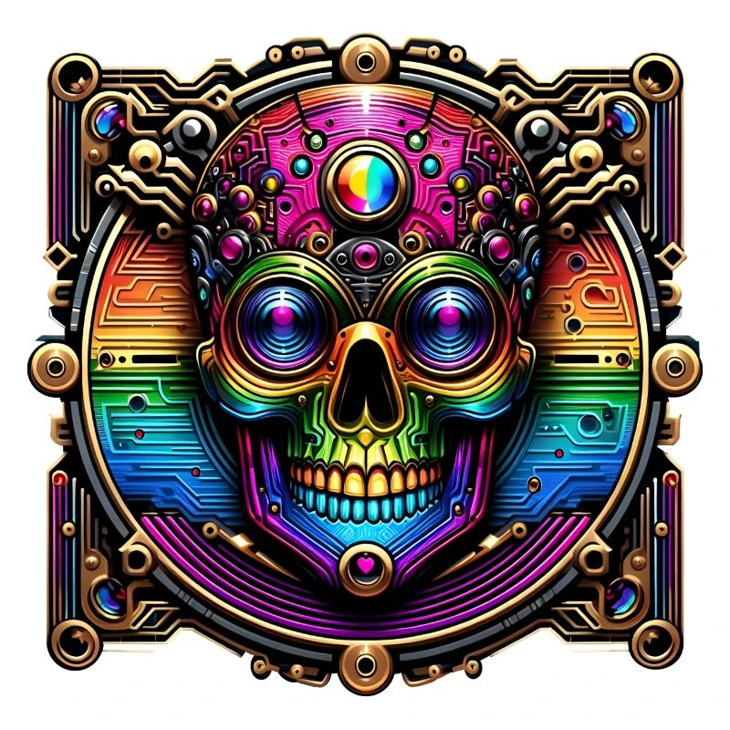 Conception de crâne arc-en-ciel cyberpunk