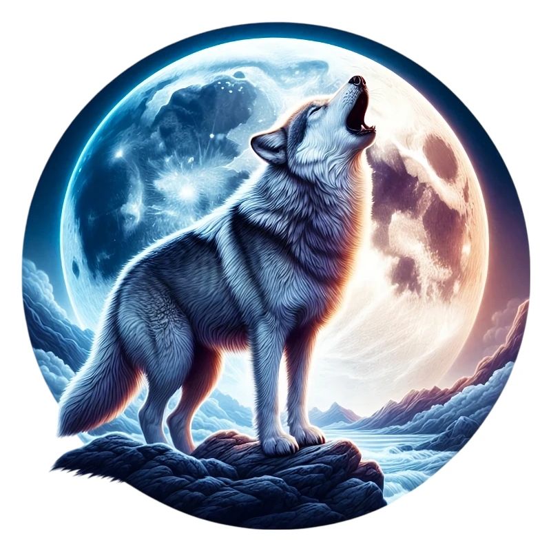 Wolf howls at the full moon