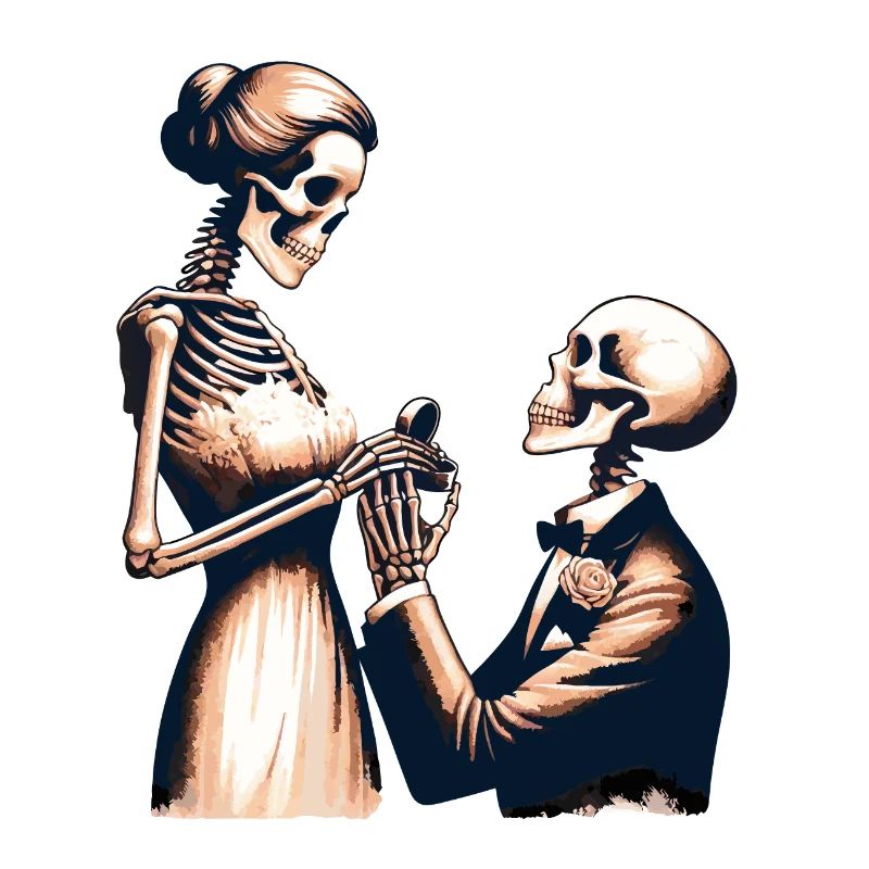 Conception de parodie de squelette de mariage