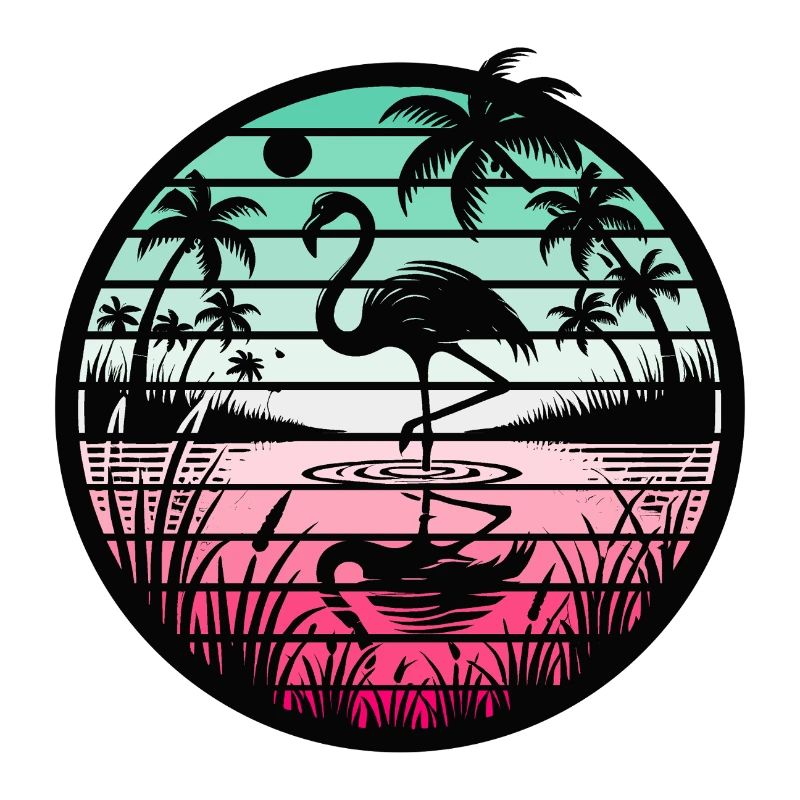 Retro Flamingo Sunset