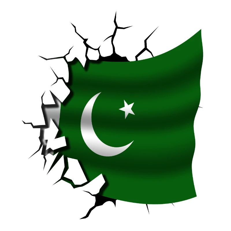 Drapeau du Pakistan - Pakistan - Drapeau cassé