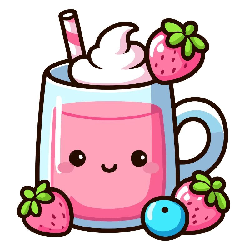 Kawaii Erdbeermilch Becher Design
