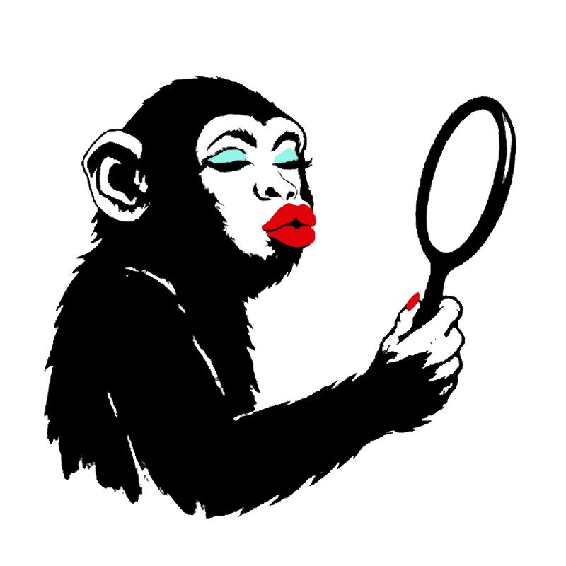 Eitle Affendame mit Spiegel