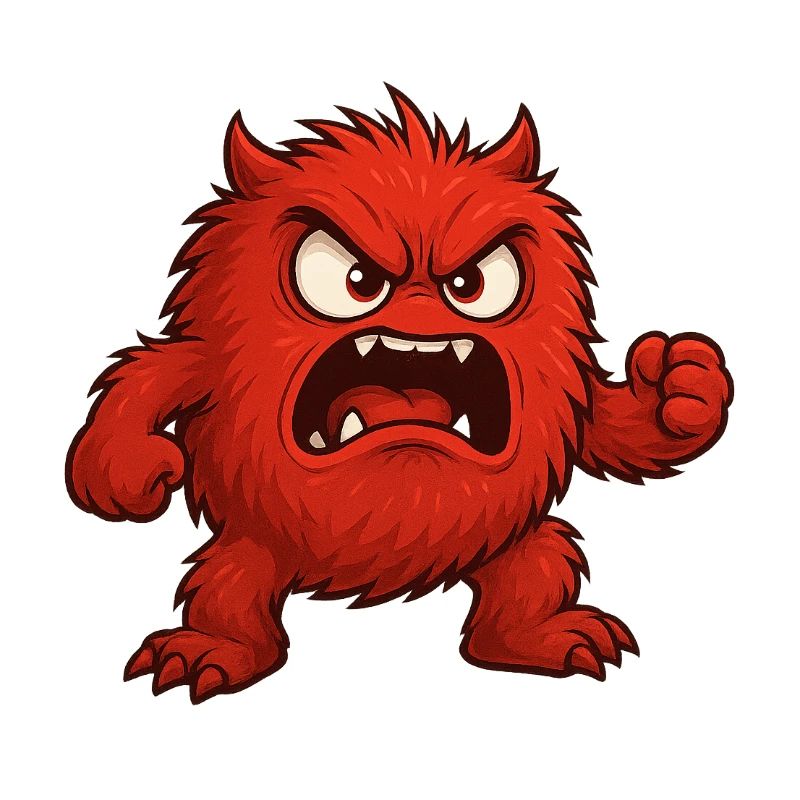 Dessin animé de monstre de rage rouge