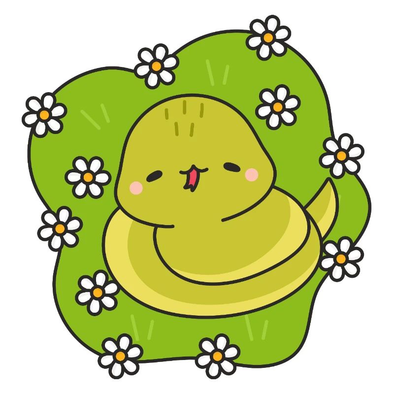 Gelbe Schlange und Gänseblümchen