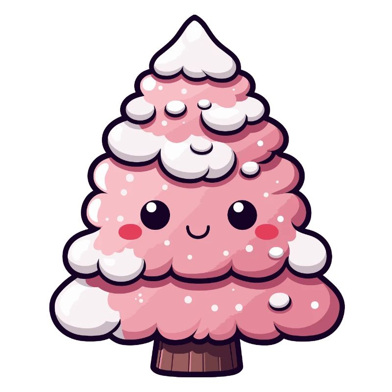 Chibi arbre enneigé rose