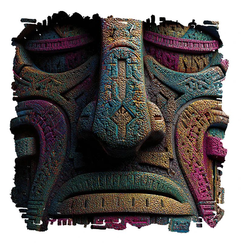 Masque Totem de Relief de Couleur Aztèque