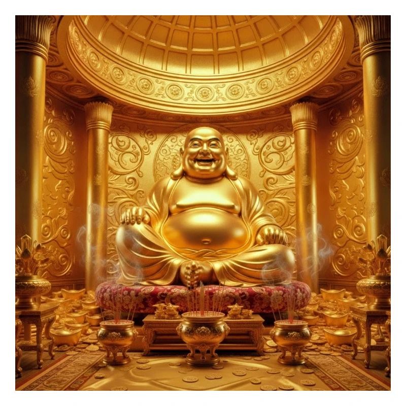 Scène du temple du Bouddha doré