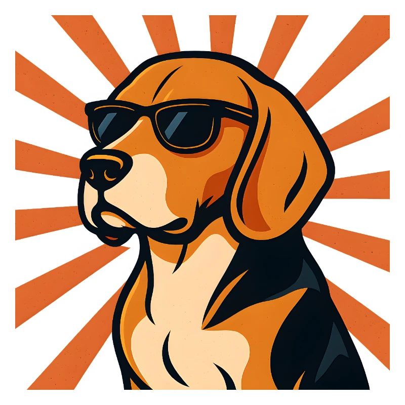 Beagle Hund mit Retro Sonnenbrille
